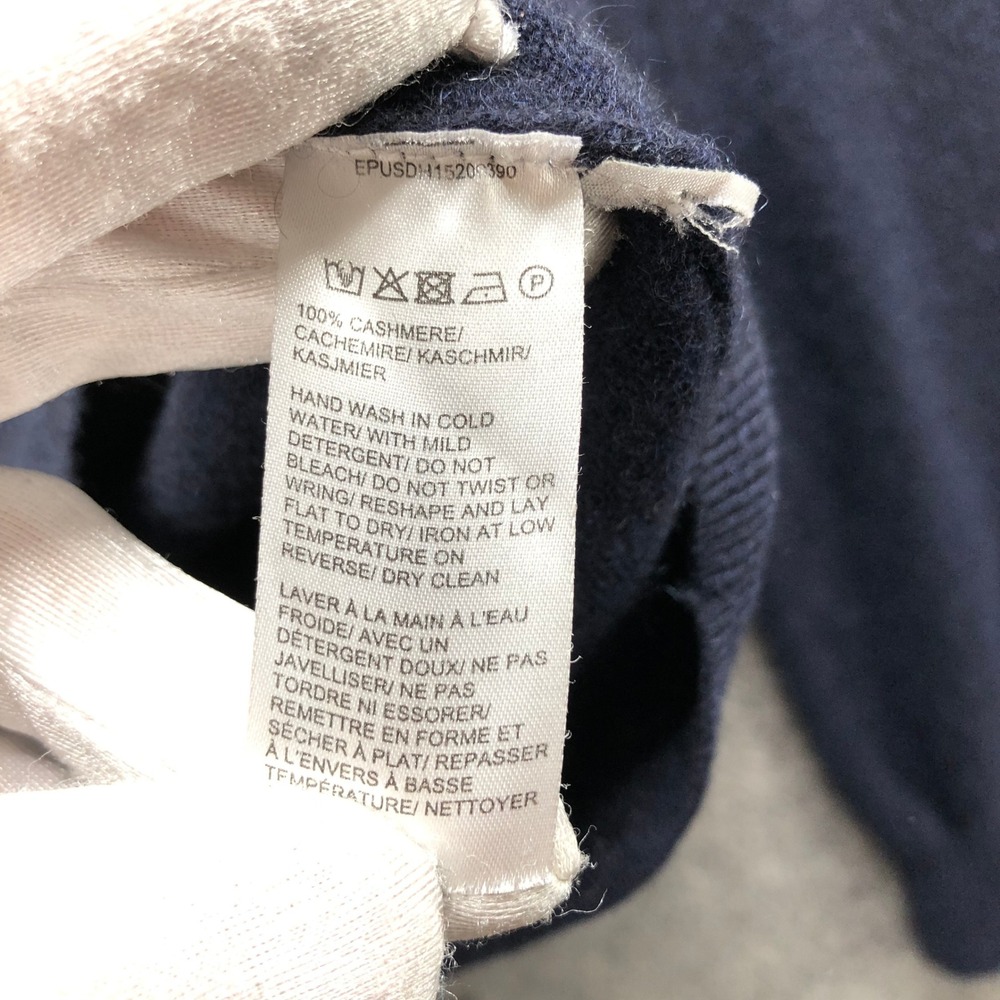 Black Brown 1826 Mens Small Navy Blue 100% 2-Ply Cashmere Crewneck Sweater - Picture 8 of 9